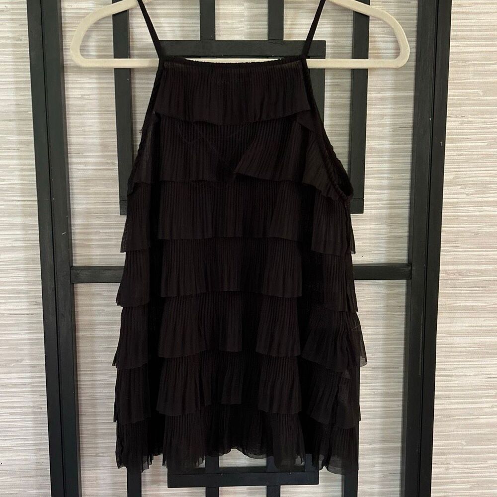 Zara black semi sheer ruffled layered top blouse size M - Picture 1 of 5